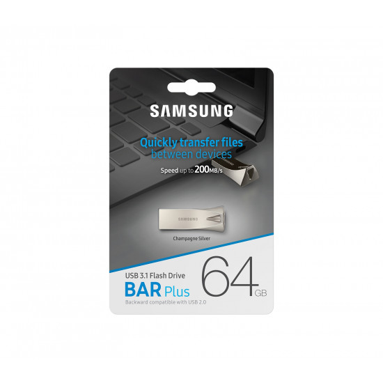 Samsung BAR Plus USB 3.1 Flash Drive 64GB Champagne Silver