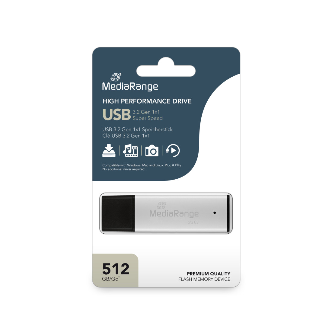 MediaRange MRCS505 Hub USB 3.0 4 Porte - Plug And Play, Compatto, Per Computer E Laptop