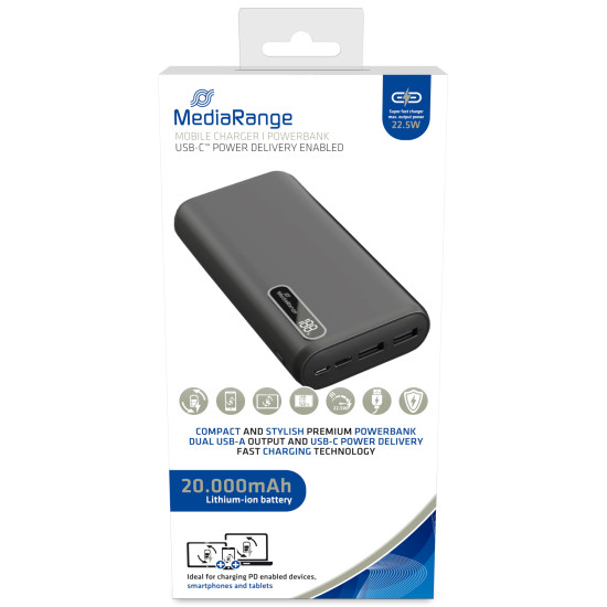 MediaRange 20000mAh Power Bank Quick Charge 3.0 & USB-C™