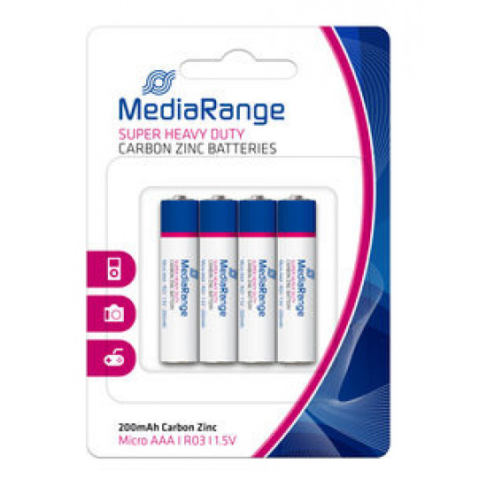 MediaRange AAA Carbon-Zinc Batteries 4pk.