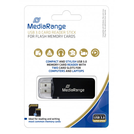 MediaRange USB 3.0 card reader, black