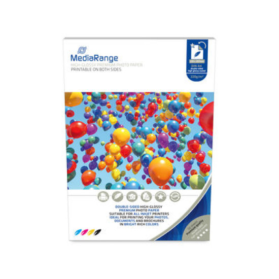 MediaRange DinA4 photo paper for inkjet printers, double-sided high-glossy, 220g, 50 sheets