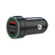 MediaRange 20W In-car charger with 1x USB-A and 1x USB-C port, black aluminium housing