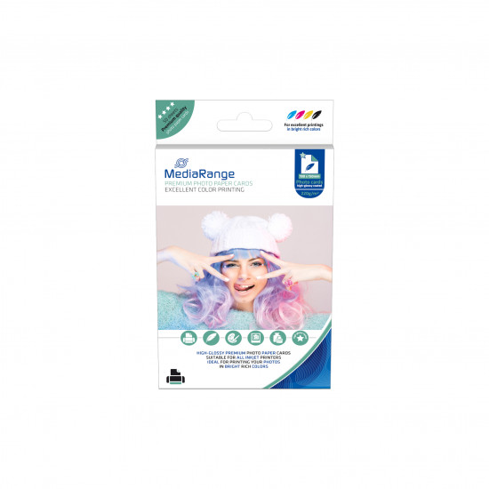 MediaRange 100x150mm Photo Paper Cards for inkjet printers, high-glossy coated, 220g, 50 sheets