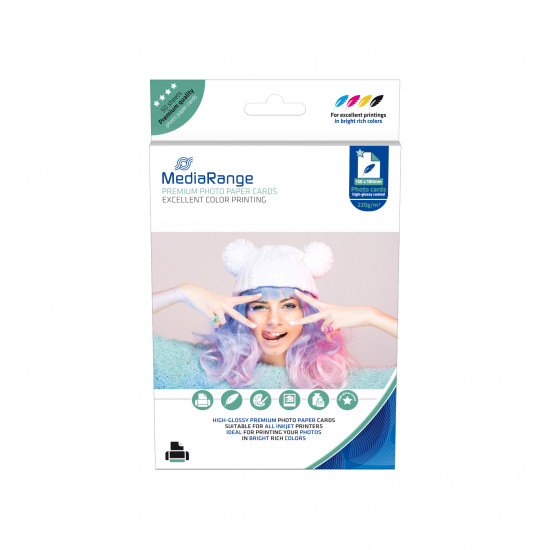 MediaRange 130x180mm Photo Paper Cards for inkjet printers, high-glossy coated, 220g, 50 sheets