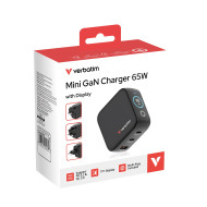 Verbatim Mini GaN Charger with Display 65W 3 Port