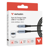 Verbatim Sync & Charge Cable with Power Display 100W USB to USB-C | 120cm