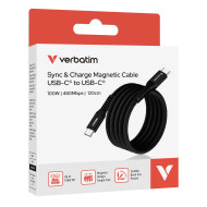 Verbatim Sync & Charge Magnetic Cable 100W USB-C to USB-C  Black