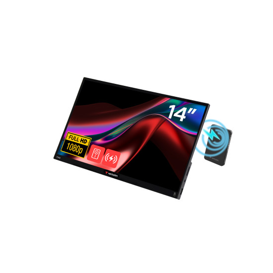  Verbatim Portable Touchscreen Monitor Light 14" Full HD 1080p & Wireless Power Supply