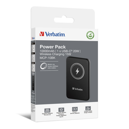 Verbatim Charge 'n' Go Power Bank 10000mAh Magnetic Wireless Charging