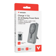 Verbatim Charge 'n' Go Two Cable Power Bank with Display 10000mAh Grey