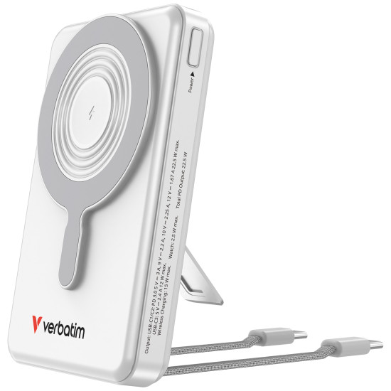 Verbatim Charge 'n' Go Two Cable Power Bank with Display 10000mAh Silver