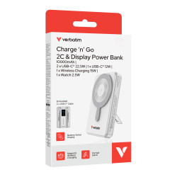 Verbatim Charge 'n' Go Two Cable Power Bank with Display 10000mAh Silver