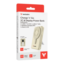 Verbatim Charge 'n' Go Two Cable Power Bank with Display 10000mAh Gold