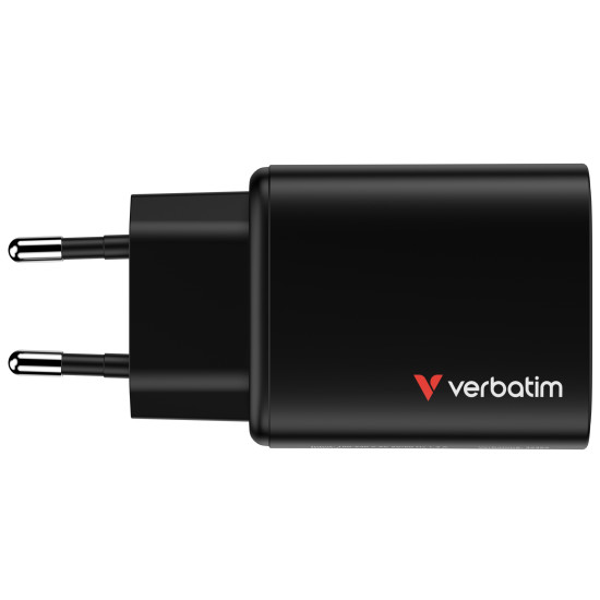 Verbatim Essentials GaN Wall Charger EU Plug 65W 3-Port - Black