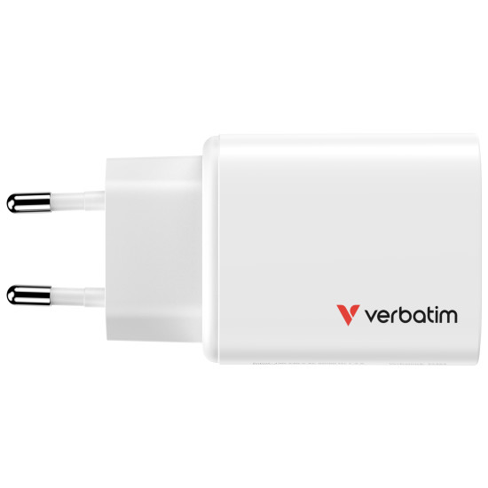 Verbatim Essentials GaN Wall Charger EU Plug 65W 3-Port - White