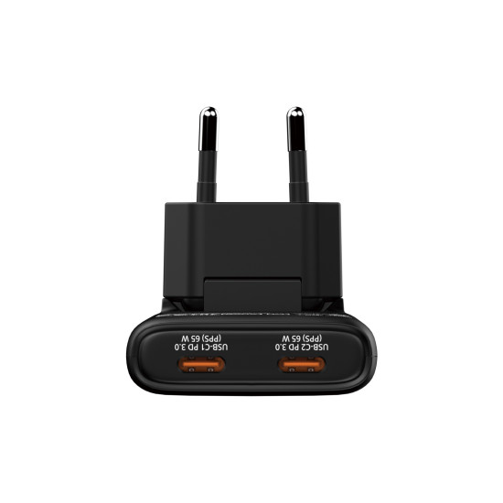 Verbatim Fold 'n' Go GaN Charger 65W 2-Port EU Plug - Black