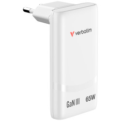 Verbatim Fold 'n' Go GaN Charger 65W 2-Port EU Plug - White