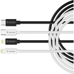 Verbatim Essentials Sync & Charge Cable - 27W USB-C to Lightning 2 pk․ Black & White 
