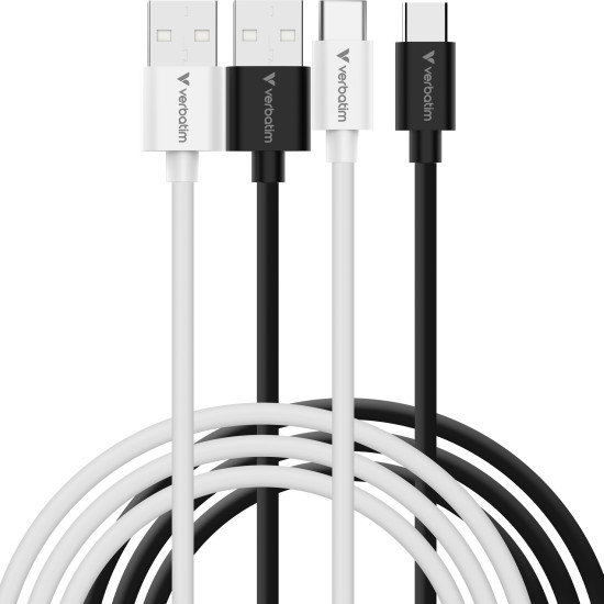 Verbatim Essentials Sync & Charge Cable - 18W USB-A to C 2 pk․ Black & White 