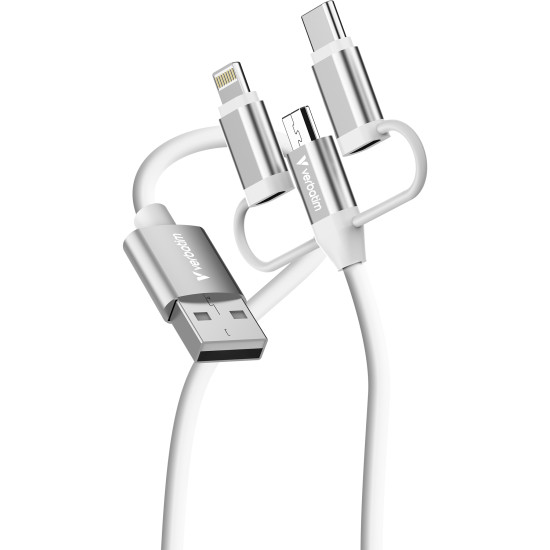 Verbatim Essentials 3-in-1 Sync & Charge Cable - 18W USB-A to Micro-B, USB-C and Lightning