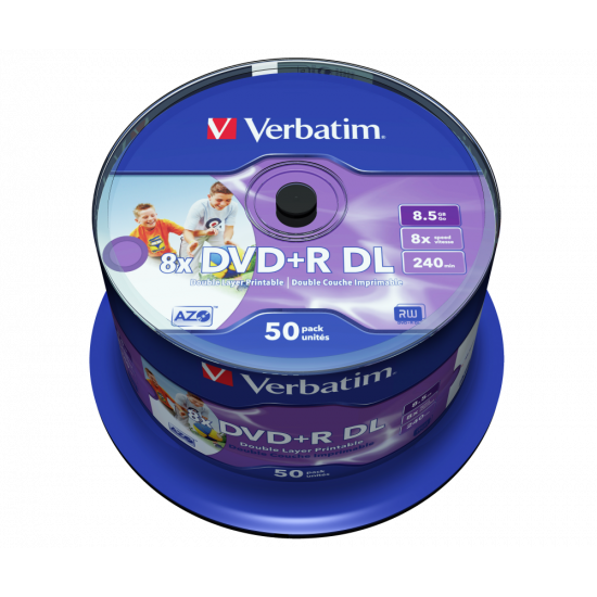 Verbatim Double Layer DVD+R Inkjet Printable 50pk 