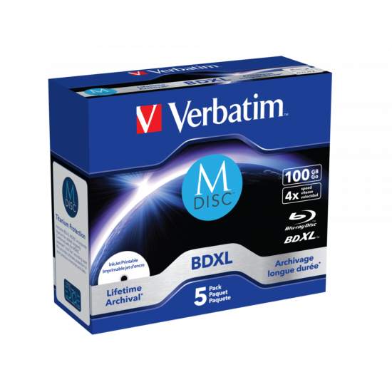 Verbatim MDISC Lifetime archival BDXL 100GB 5pk JC